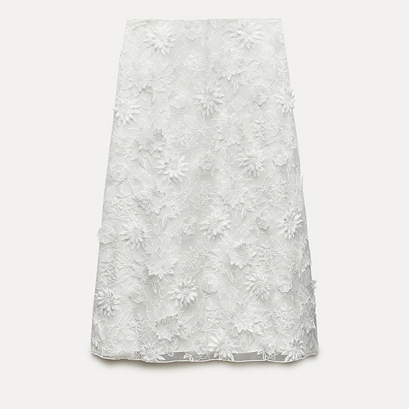 Zara floral embroidered midi skirt size S - Picture 9 of 16